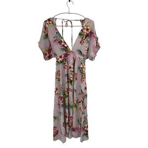NWT LOVESTICH V NECK FLORAL BOHO MIDI DRESS SIZE SMALL